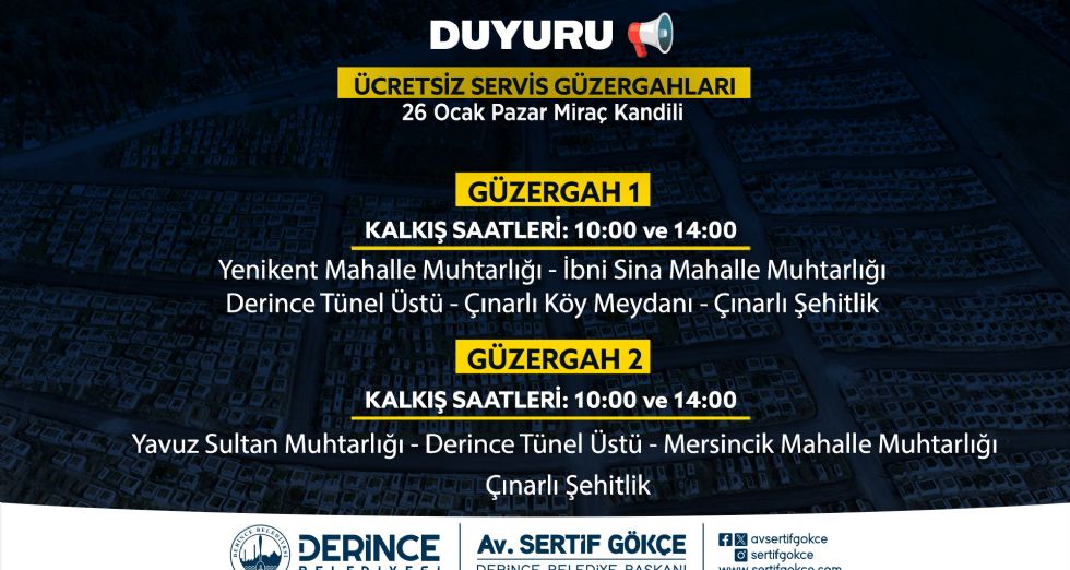 Mezarlk Ziyaretleri in cretsiz Servis